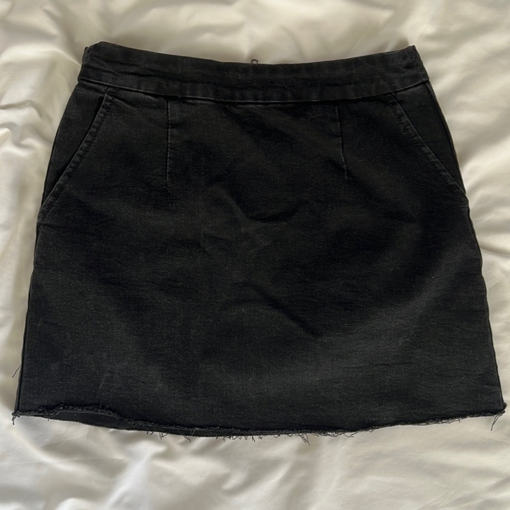 Black Denim Mini Skirt w/ Pockets